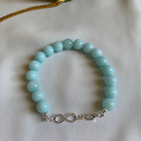 Tiffany Blue, Sky Quartz Sterling Silver Infinity Bracelet - Picture 3 of 5